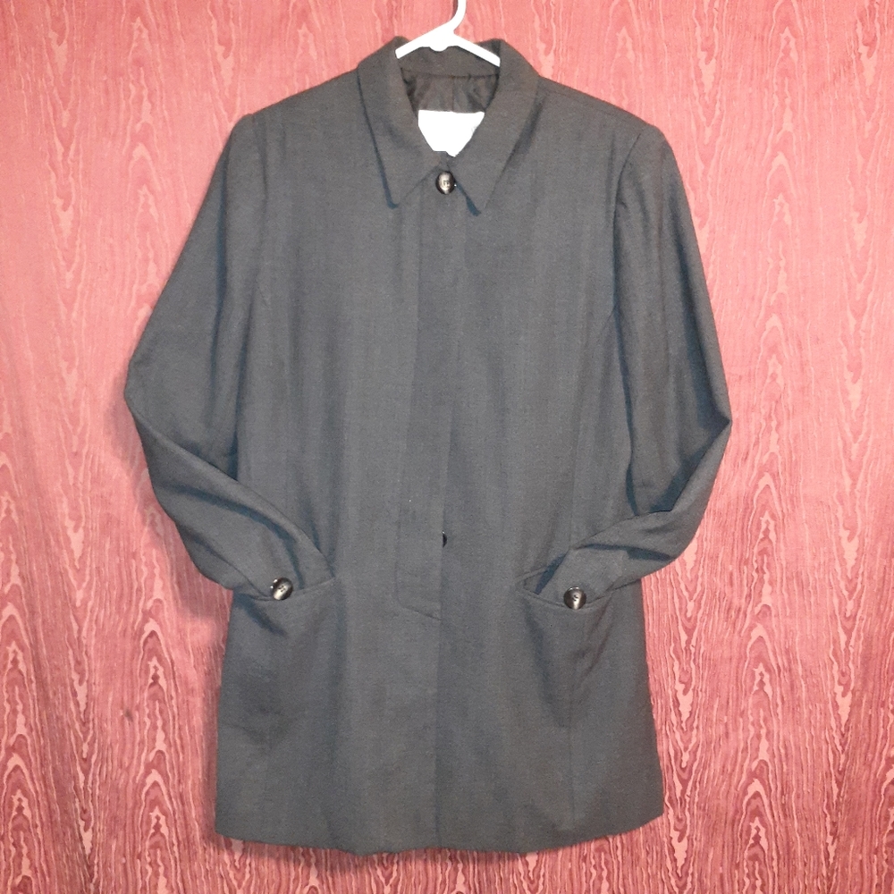 HUGO BUSCATI COLLECTION DARK GRAY WOMEN'S WOOL CAR/DRESS COAT SIZE 14